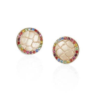 Round Crystal Earrings Multi Fairhaven Front