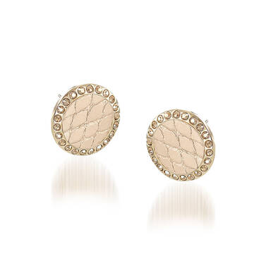 Round Crystal Earrings Gold Fairhaven Front