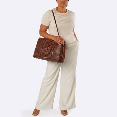 Finley Carryall Espresso Ombre Melbourne on figure for scale