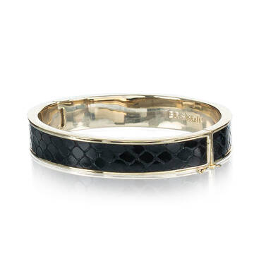 Heritage Leather Bangle Black Fairhaven Front