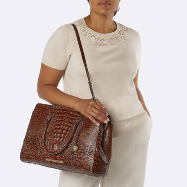 Finley Carryall Ivory Iguana Ombre Melbourne on figure for scale
