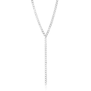 Curb Y Necklace Rhodium Plated Providence Front