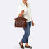 Large Duxbury Satchel Ginger Ombre Melbourne on figure for scale