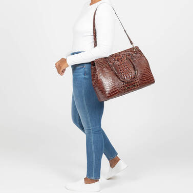 Finley Carryall Mocha Ombre Melbourne on figure for scale