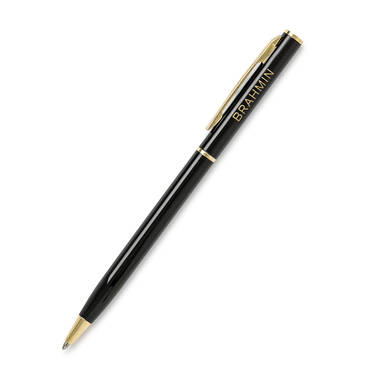 Signature Pen Black and Gold Black Stationery Front