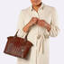 Duxbury Satchel Oyster Grey Melbourne on figure for scale
