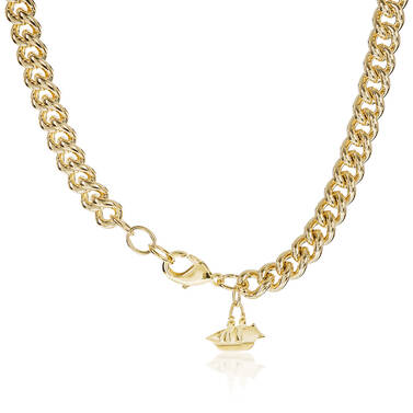 Classic Curb Necklace 18K Gold Plated Providence Side