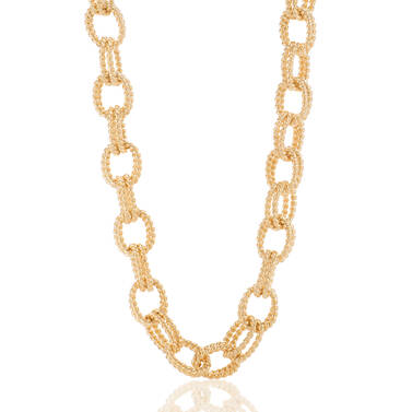 Double Bead Chain Necklace Light Gold Providence Front