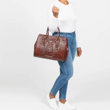 Finley Carryall Pecan Melbourne on figure for scale