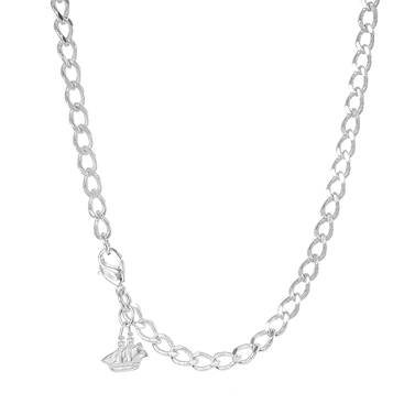 Curb Y Necklace Rhodium Plated Providence Side