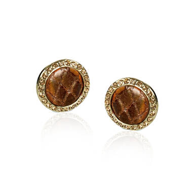 Round Crystal Earrings Bronze Fairhaven Front