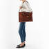 Business Tote Pecan Melbourne on figure for scaleBusiness Tote Pecan Melbourne Strap View