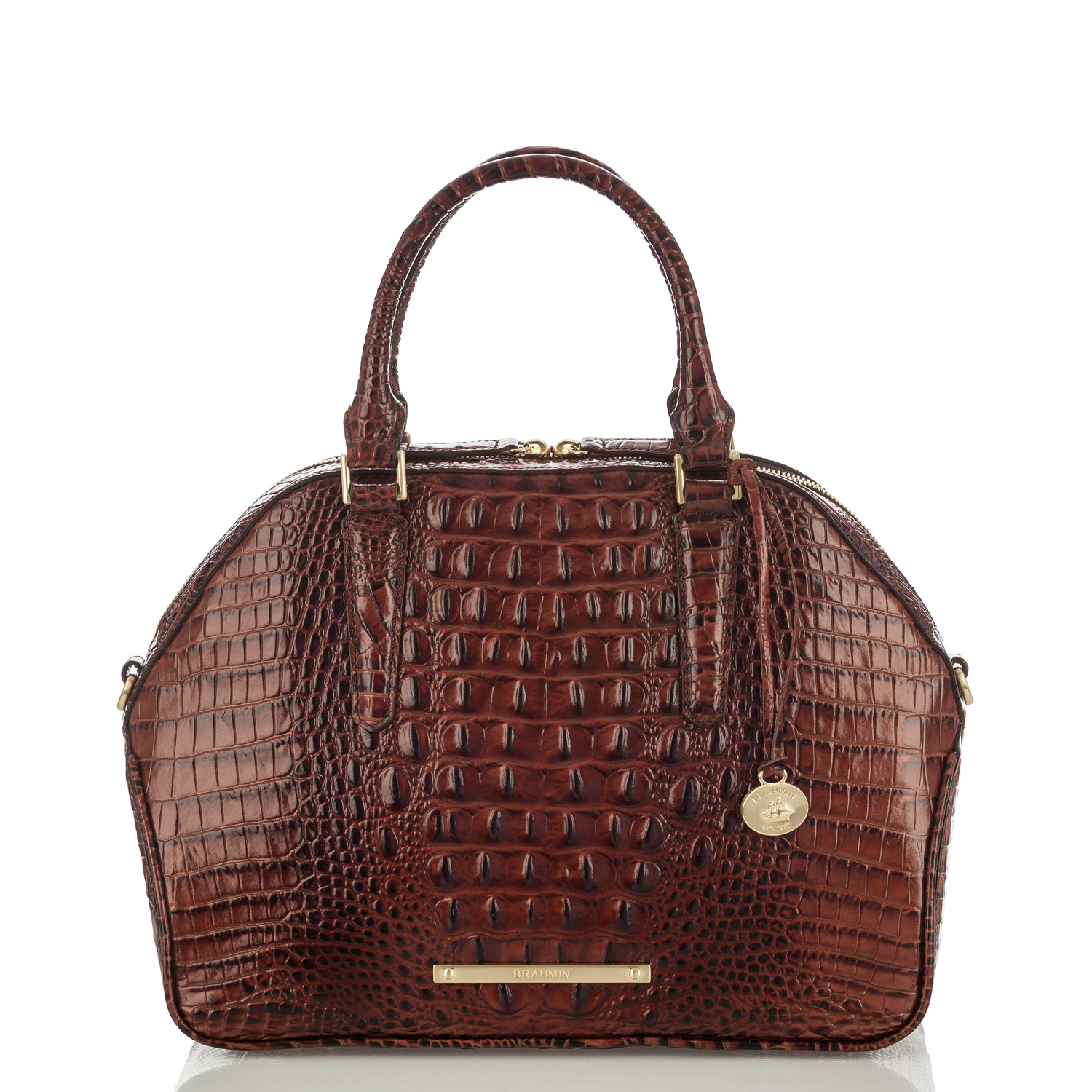 Brahmin Hudson Convertible Embossed Leather Clutch/Shoulder Bag Pecan Melbourne 