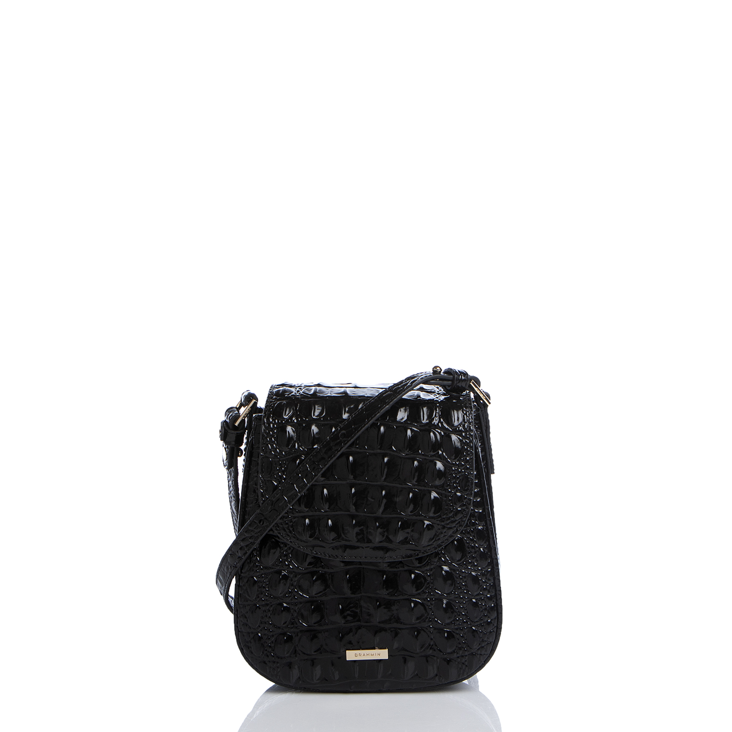 Brahmin Everlee Croc Embossed Leather Crossbody Bag In Black | ModeSens