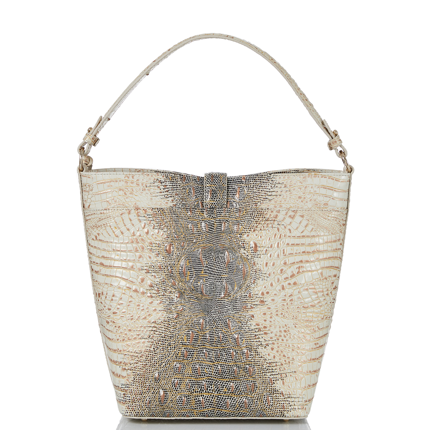 Shira Leather Bucket Bag | Ivory Iguana | BRAHMIN