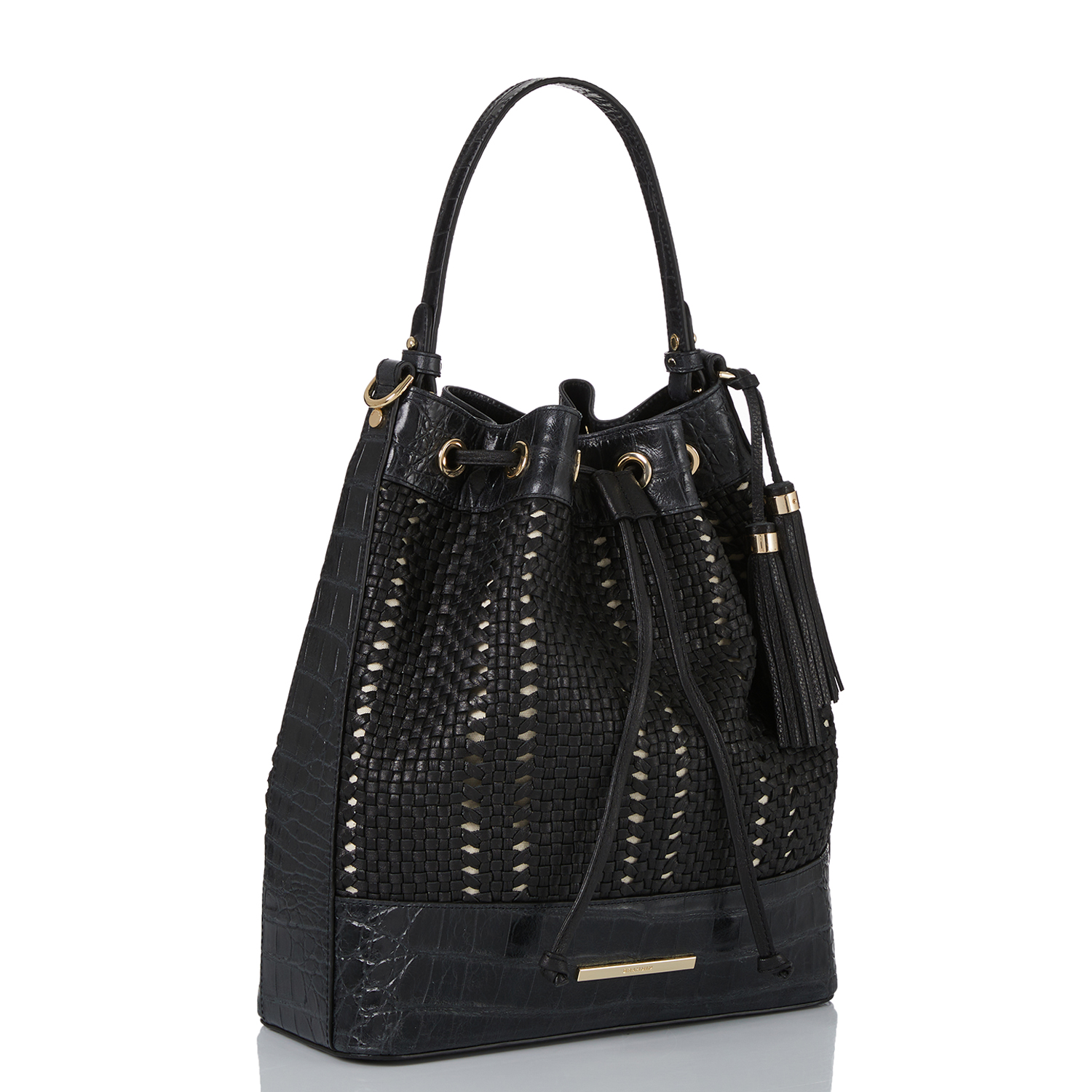 Marlowe Leather Bucket Bag | Black Cascata | BRAHMIN